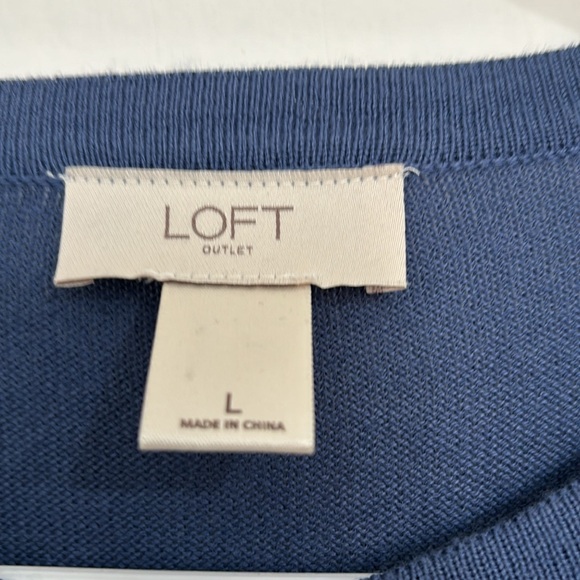 Ann Taylor Loft Womens Blue Button Up Cardigan 3/4 Sleeve Knit L Sweater - Picture 2 of 5